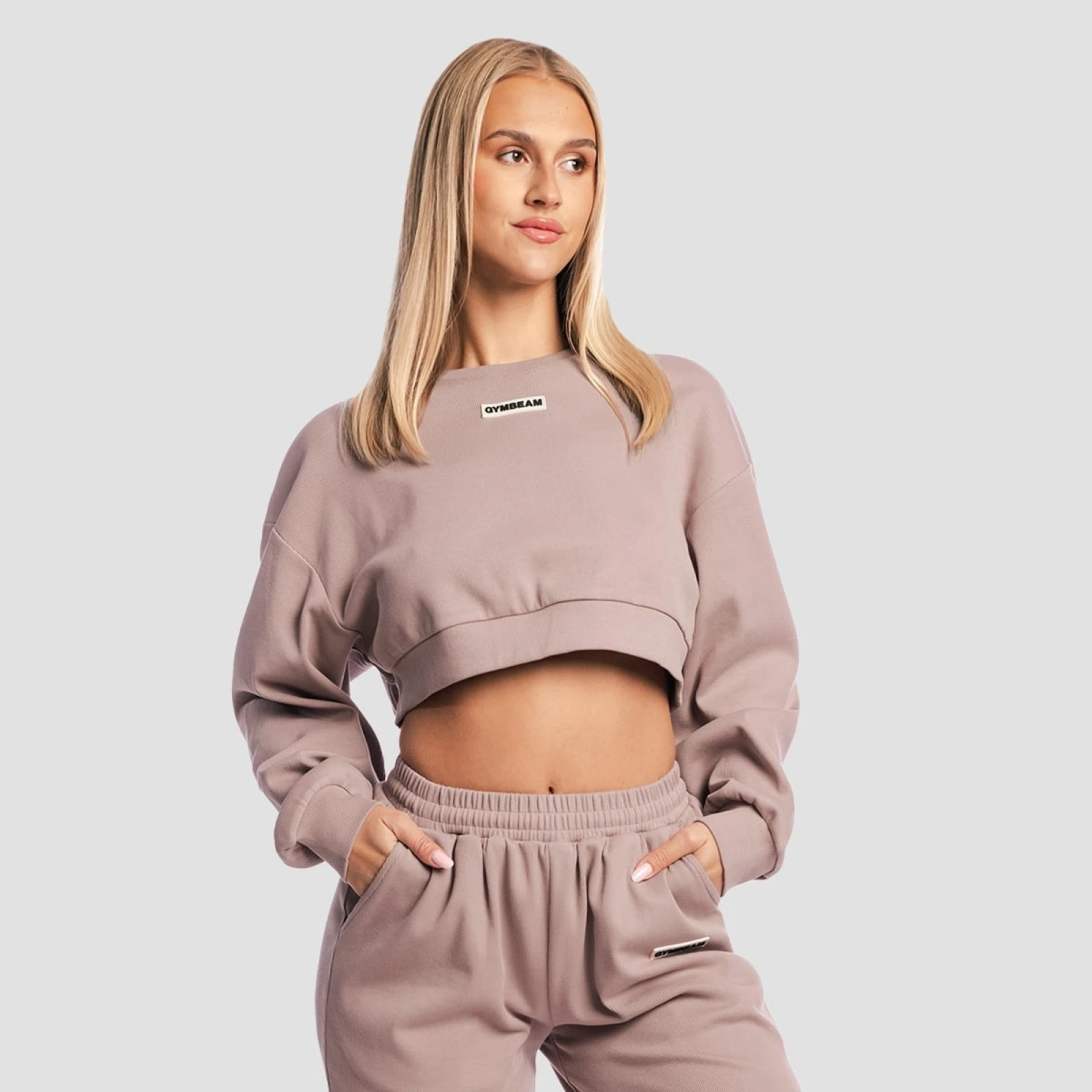 GymBeam Dámská mikina Cropped Aura Roux - Velikost: XS | Barva: ružová | Pohlavie: Dámské | Hmotnost: 0,36 kg | Balení: 36 · záber 5