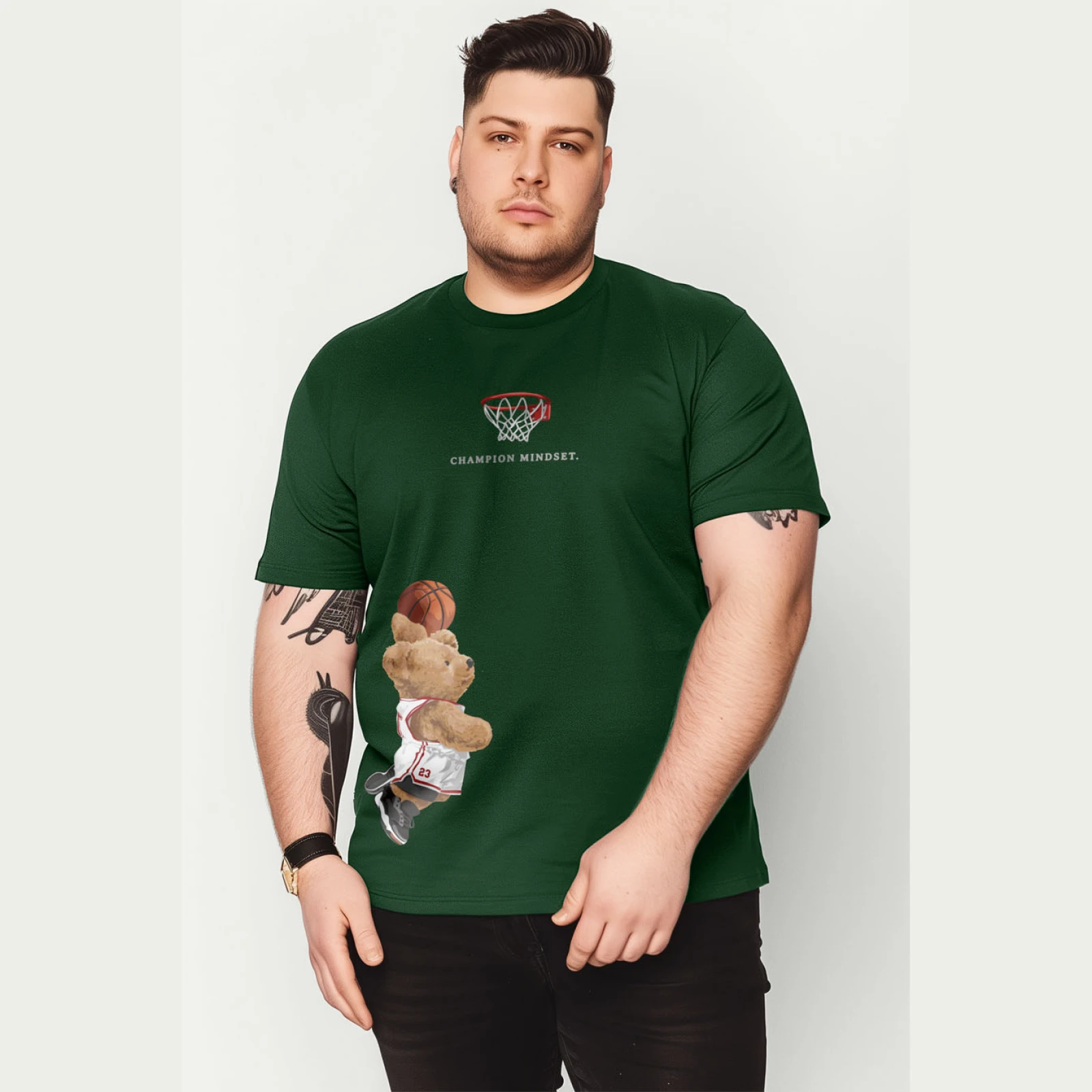 Tričko, Barva Černá, s Potiskem Champion Mindset Teddy · záber 5