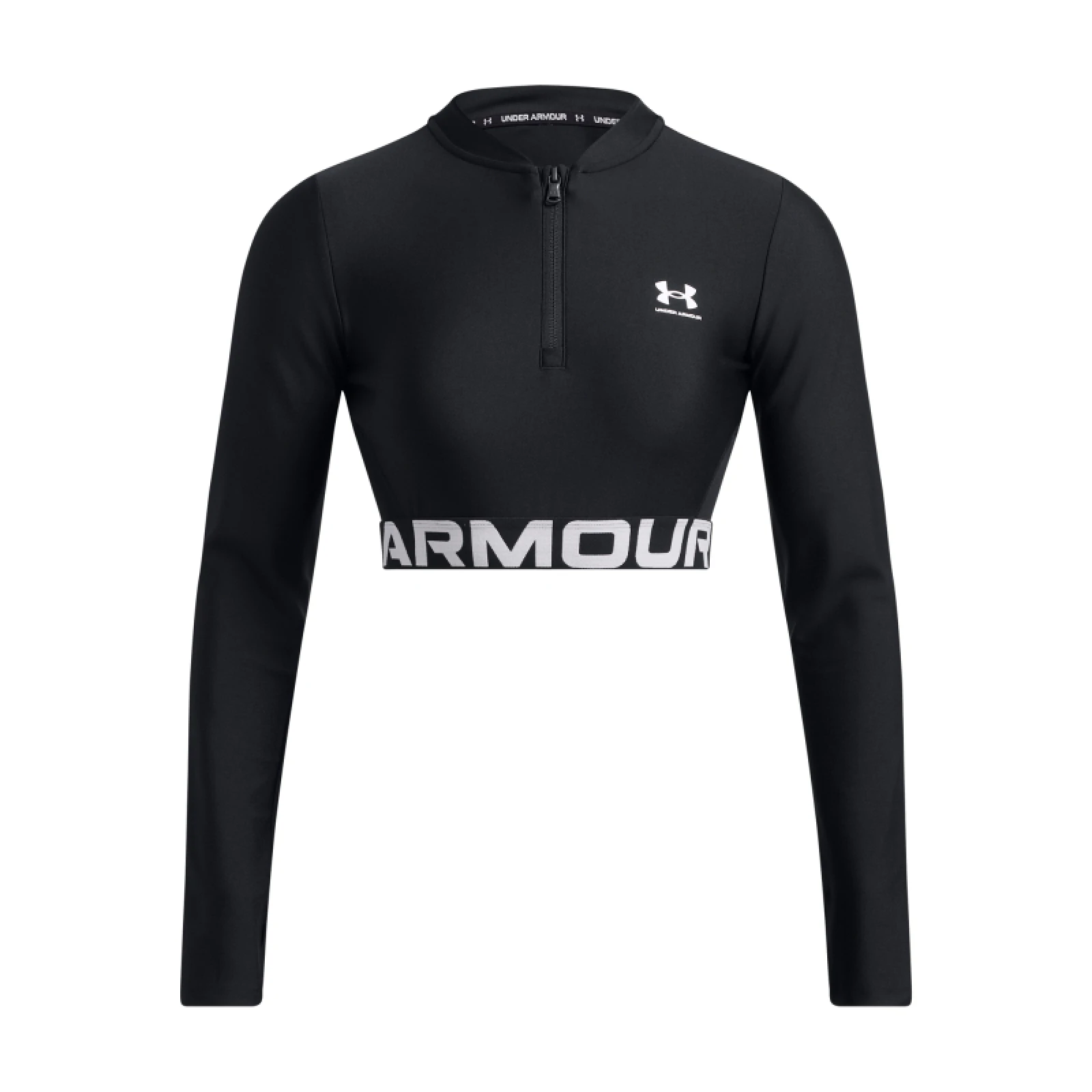 Dámské tréninkové tričko s dlouhým rukávem UNDER ARMOUR HeatGear Rib 1 4 Zip LS-BLK · záber 3