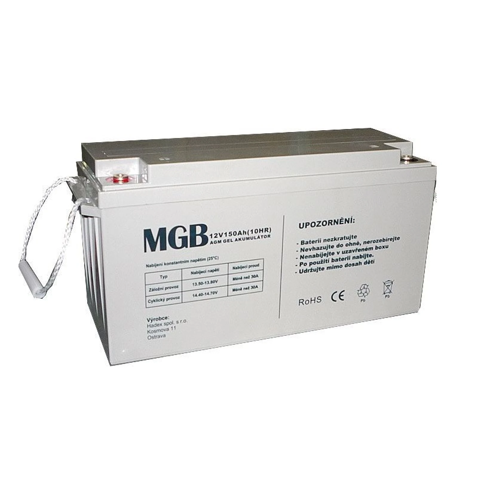 Trakční akumulátor MGB VRLA AGM 12V/150Ah - 2. jakost · záber 1