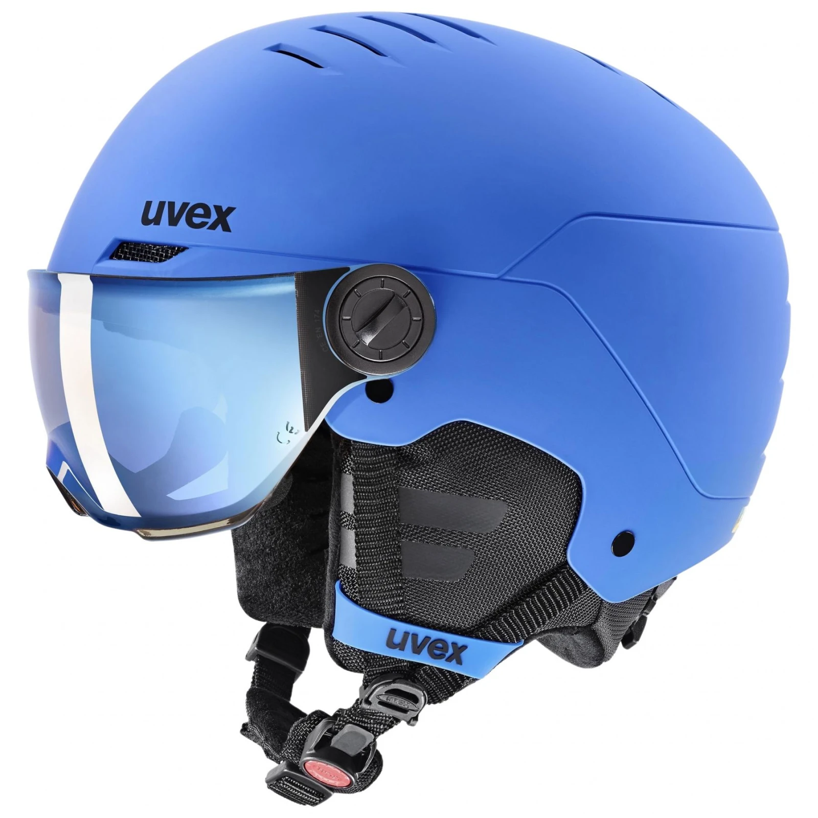 Uvex Rocket JR Visor, lyžařská helma s hledím, juniorská, modrá · záber 3