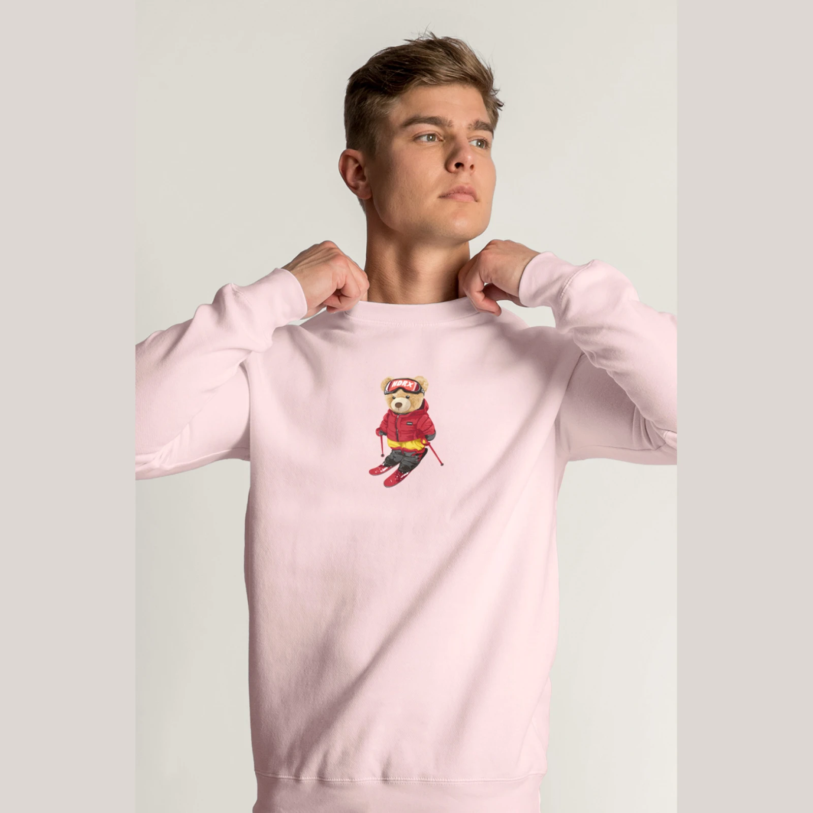 Mikina, Barva Bílá, s Potiskem Skiing Teddy · záber 7