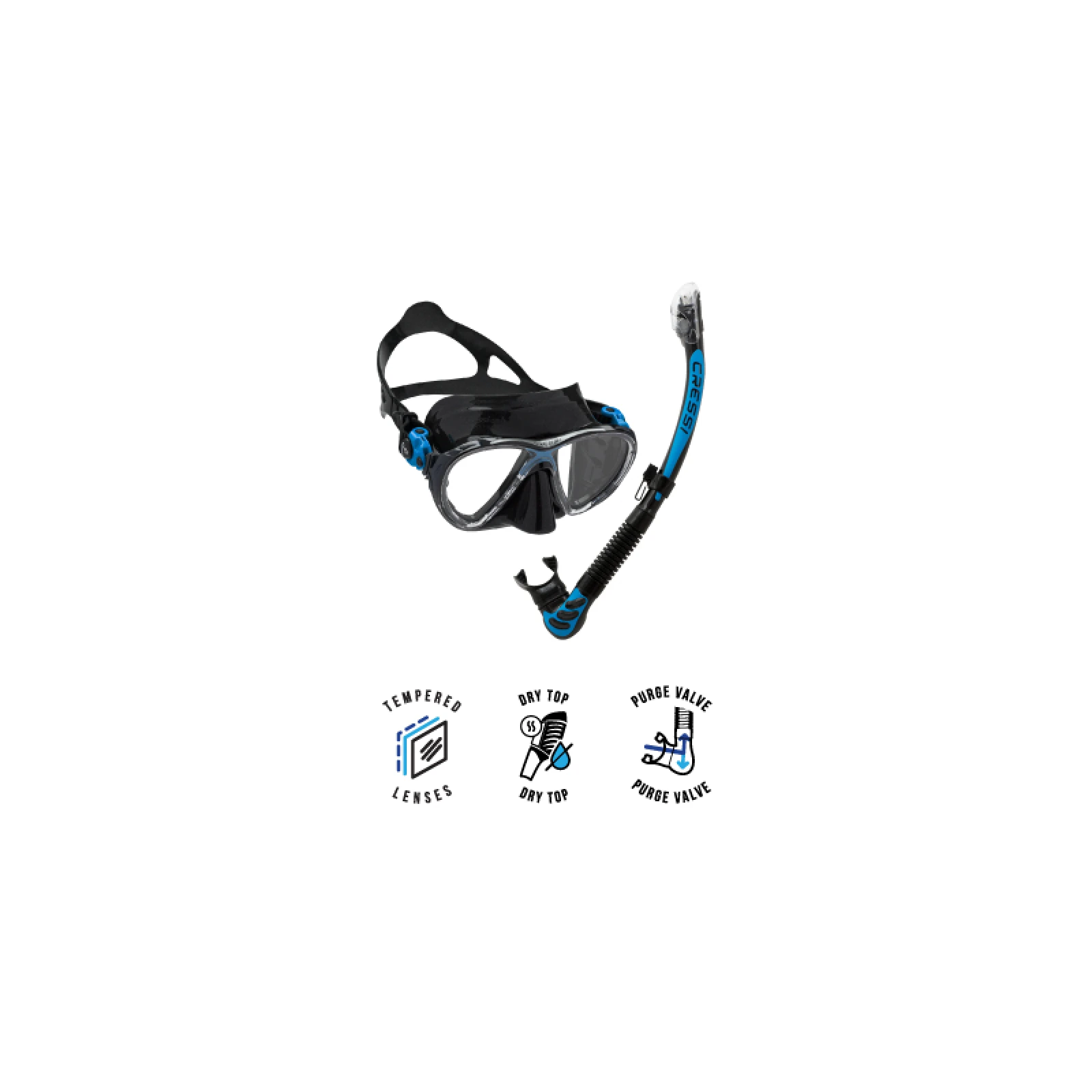 Potápěčský snorklovací set CRESSI BIG EYES EVOLUTION+ALPHA UD COMBO BLACK BLUE · záber 2