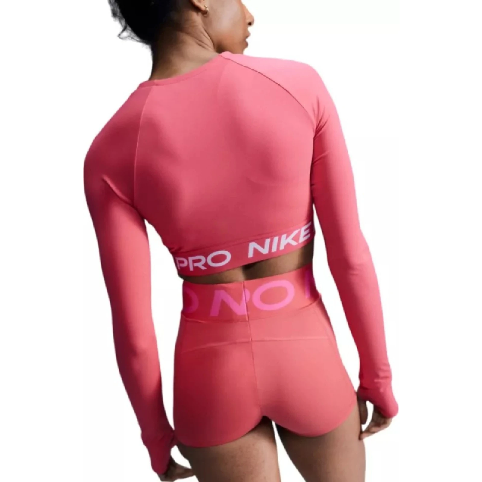 Dámské tréninkové tričko s dlouhým rukávem NIKE PRO DF 365 CROP LS-629 ASTER PINK WHITE - Barva: biela · záber 2
