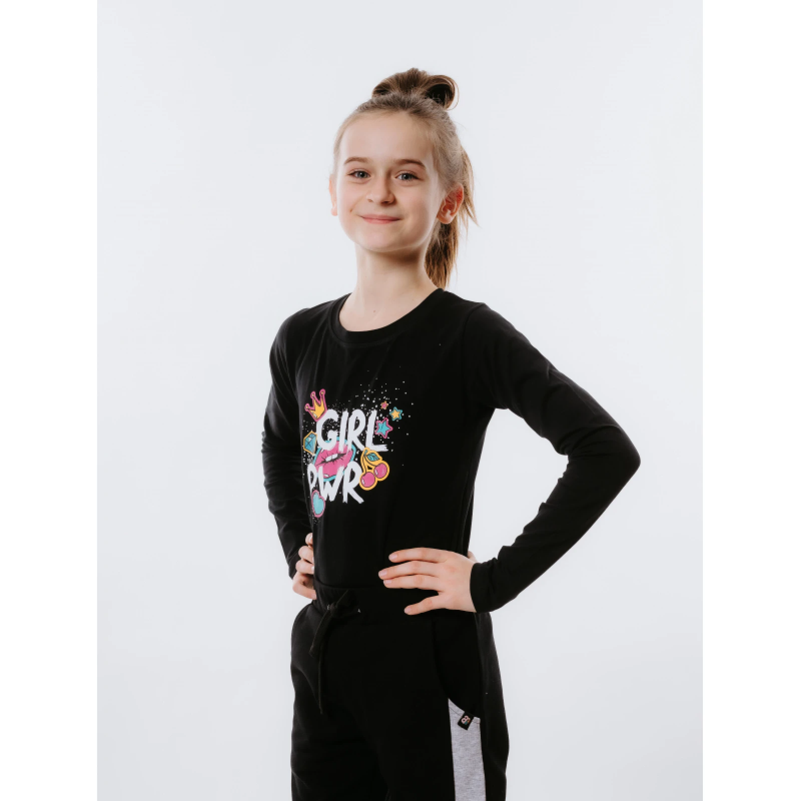 Dívčí tričko s dlouhým rukávem AUTHORITY KIDS T-POWER black · záber 4