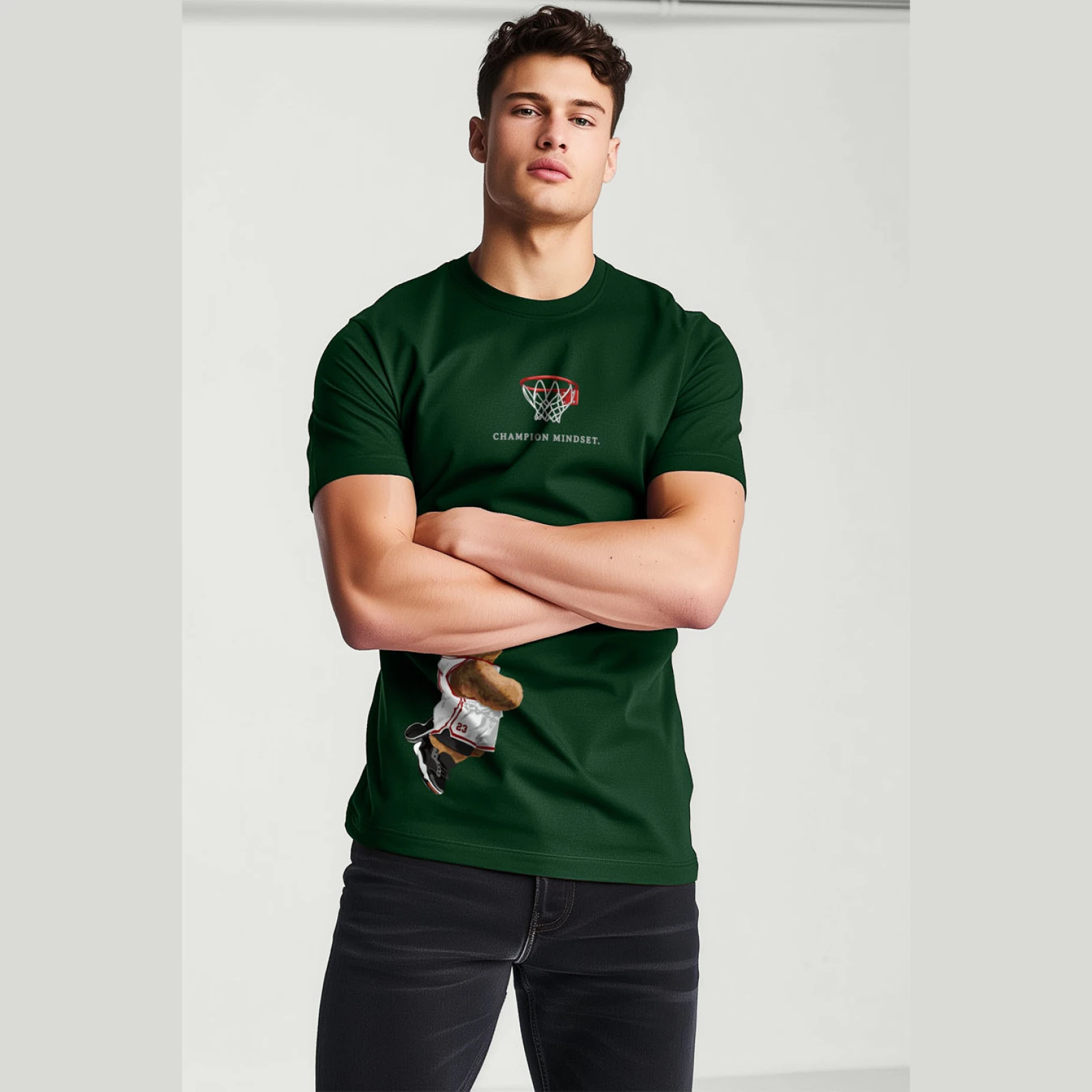 Tričko, Barva Černá, s Potiskem Champion Mindset Teddy · záber 2