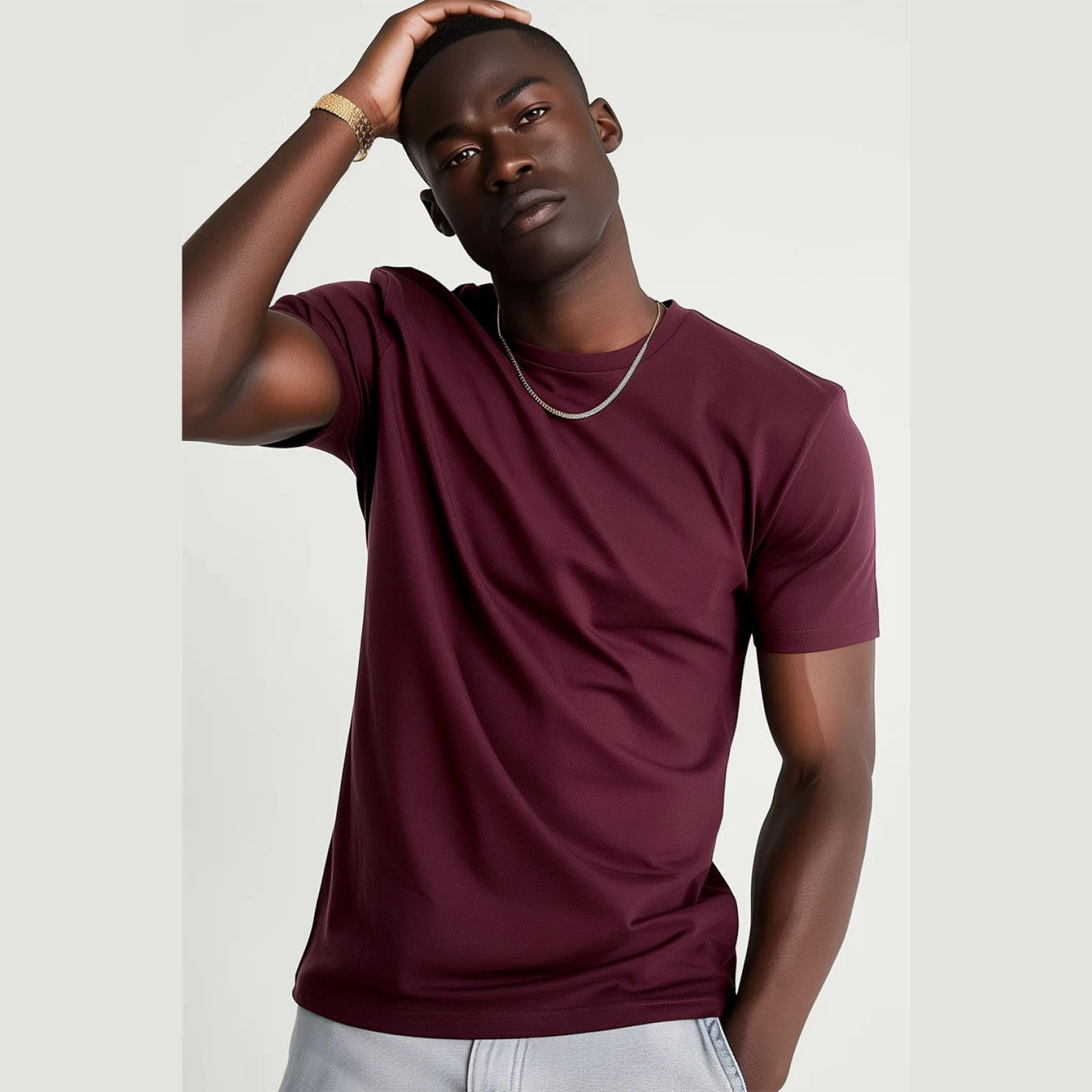 Tričko, Barva Bordó , s Potiskem Basic T Shirt · záber 2