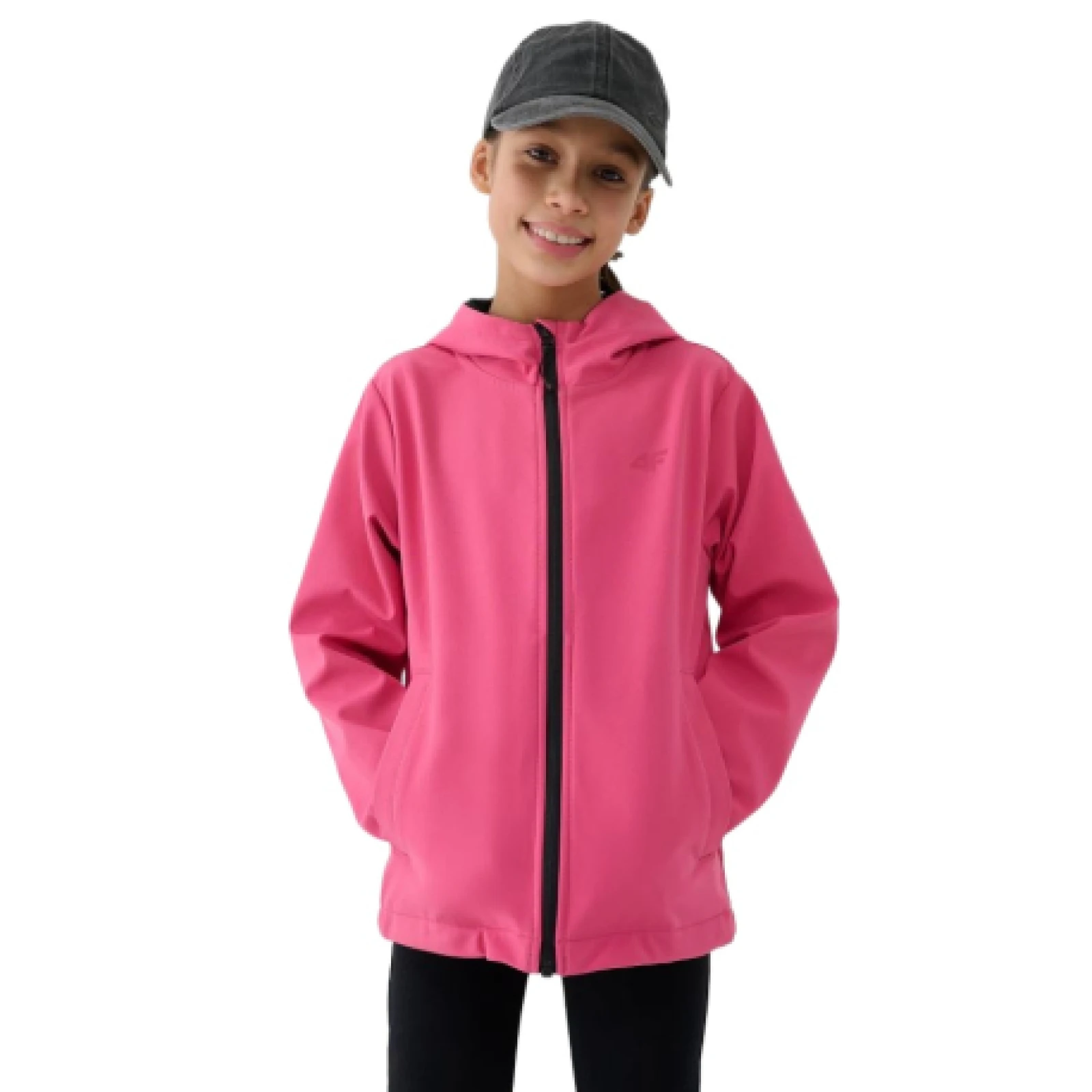 Dívčí tréninková softshellová bunda s kapucí 4F JUNIOR SOFTSHELL JACKET-JWSS25TSOFF305-54S-PINK · záber 1