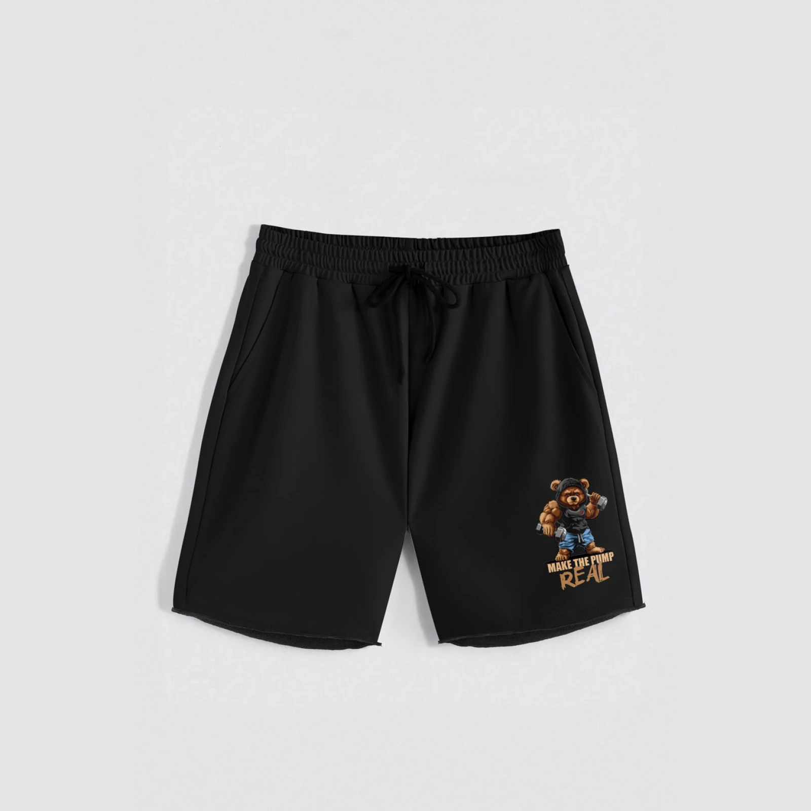 Kraťasy, Barva Bilá, s Potiskem Hedrix Fitness Bear · záber 1