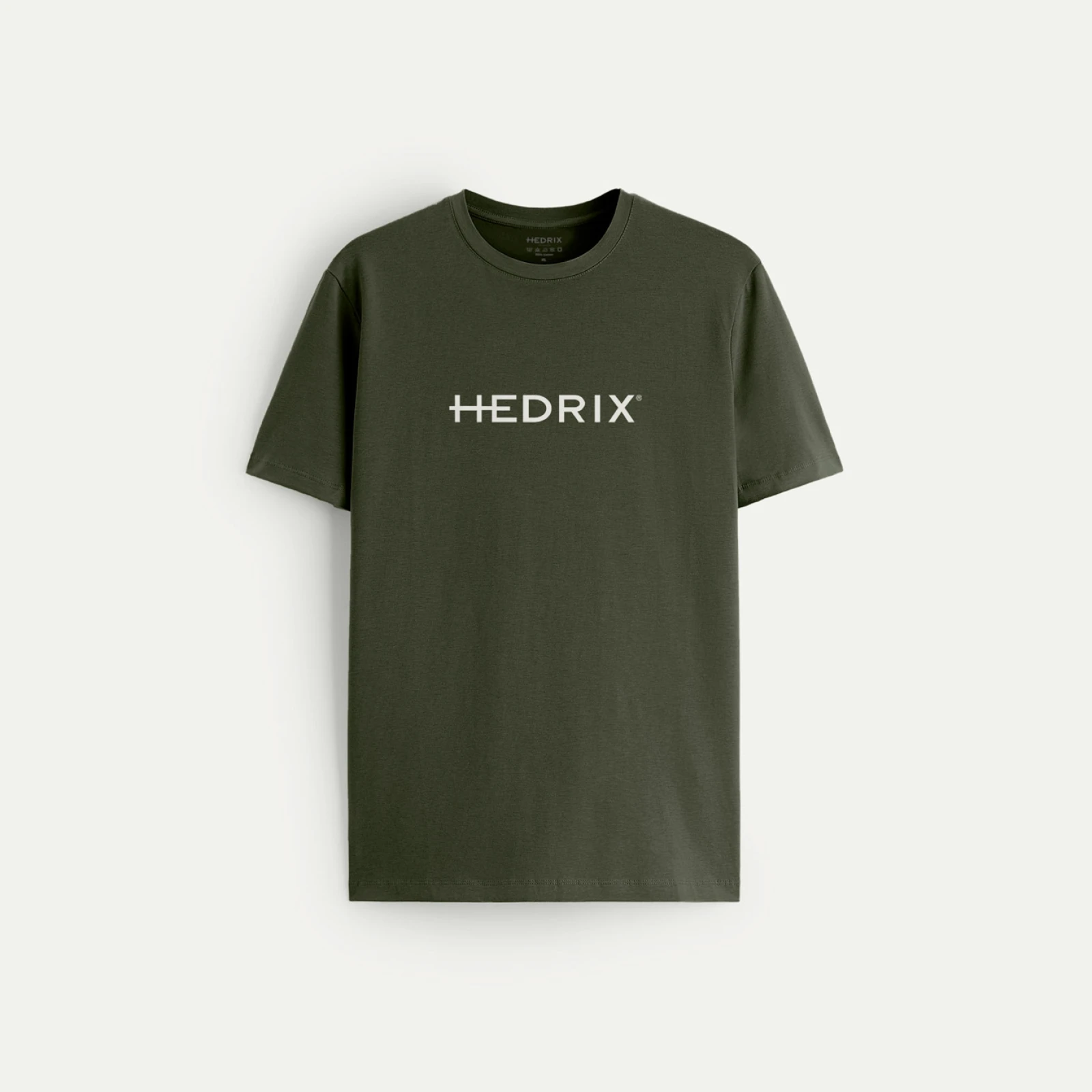 Tričko, Barva Khaki, s Potiskem Hedrix Logo · záber 1