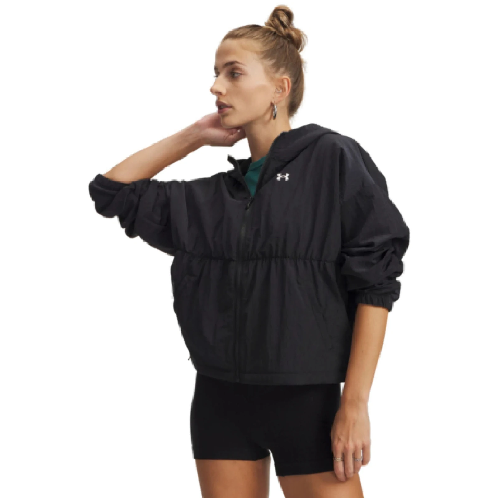 Dámská tréninková bunda UNDER ARMOUR Rival Woven Bungee FZ-BLK · záber 1