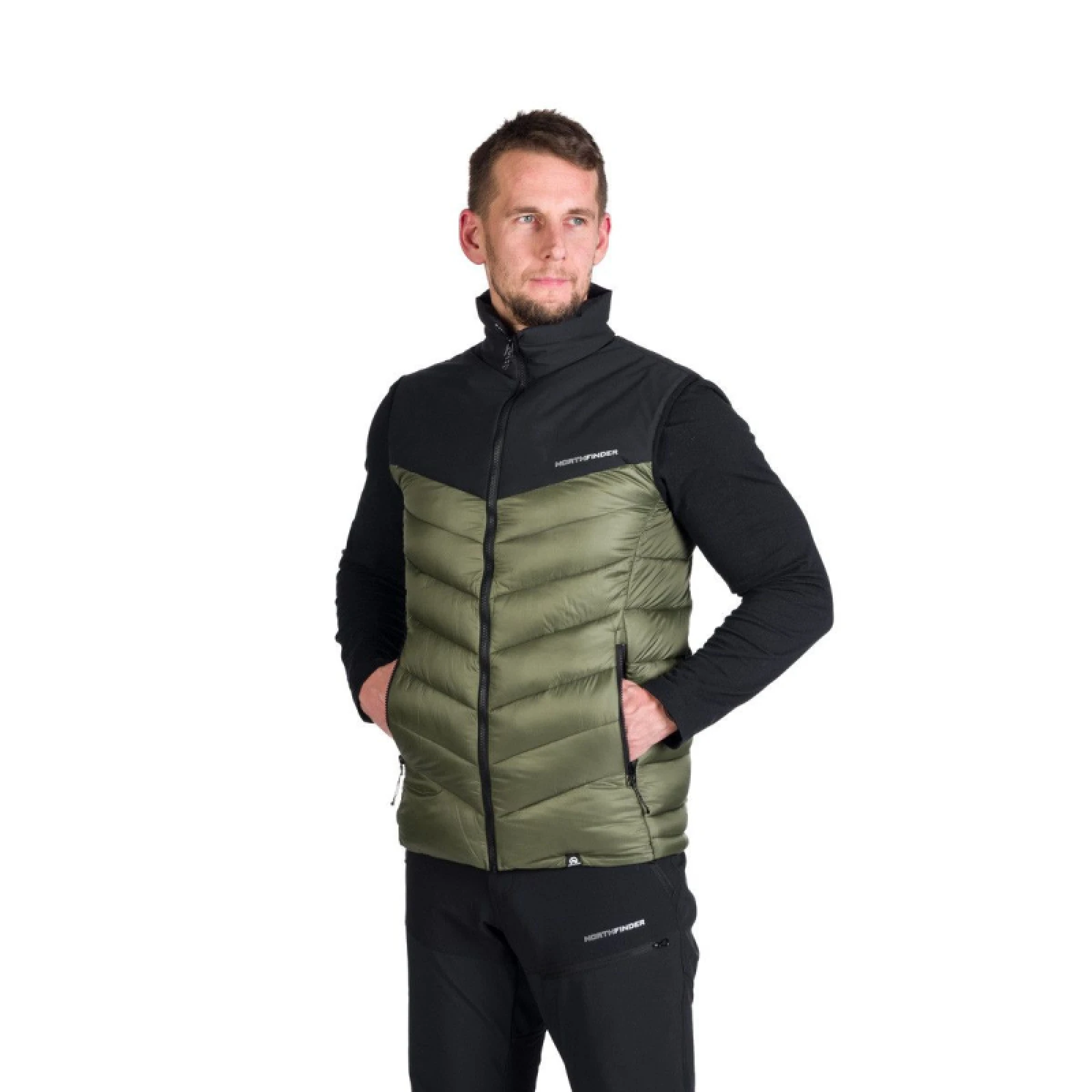 Pánská turistická vesta NORTHFINDER FILIPPO-550blackdarkgreen · záber 2