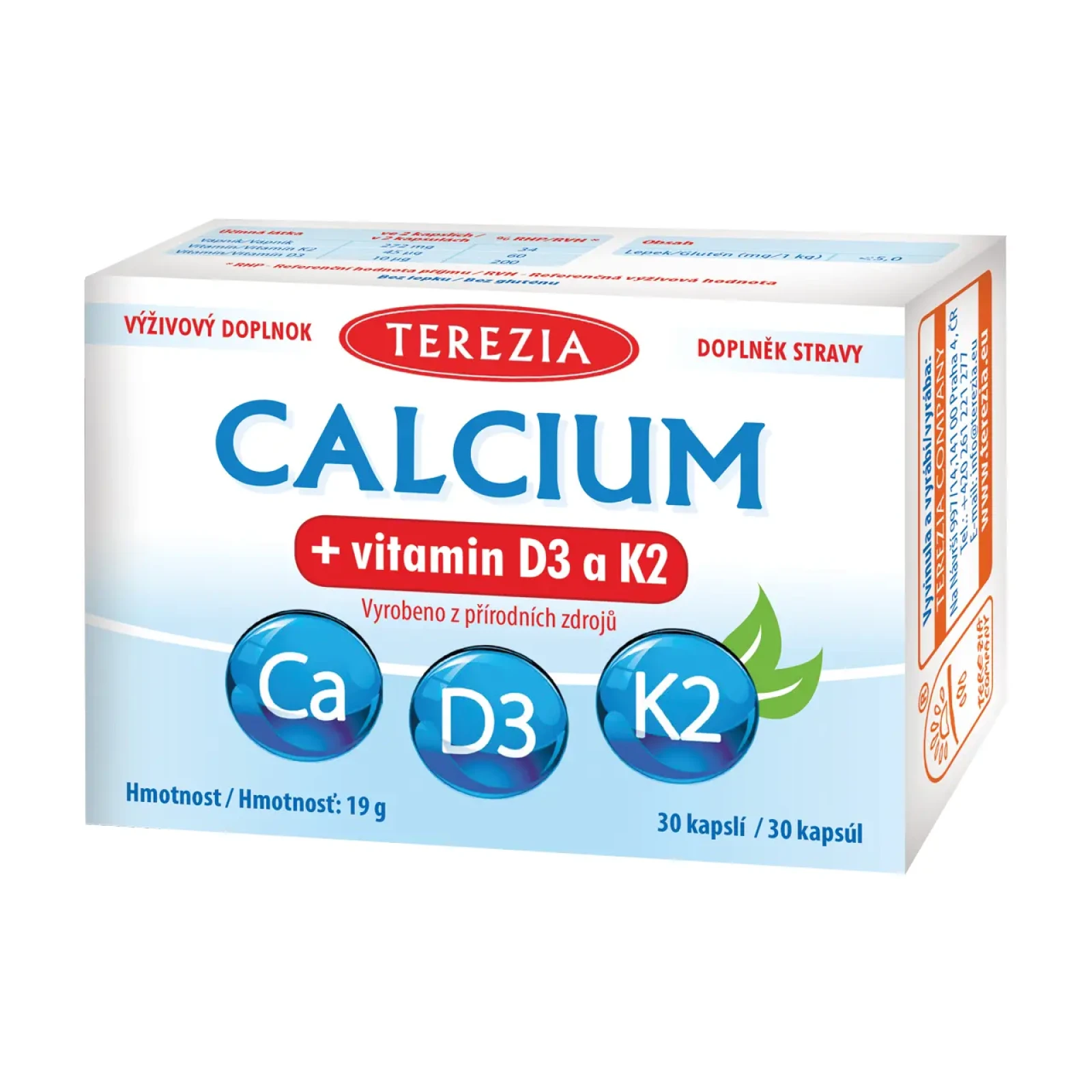 TEREZIA CALCIUM + vitamin D3 a K2 cps.30 · záber 1