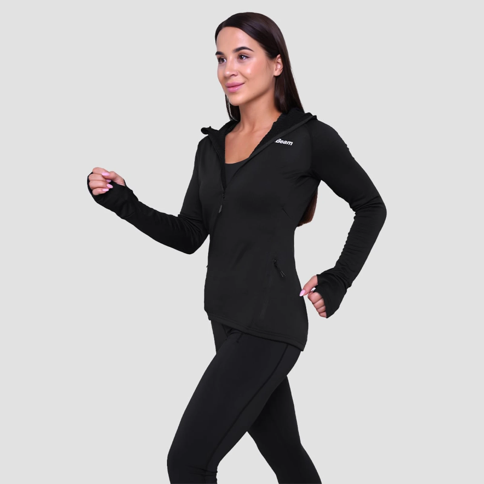 Women‘s Pulse 1/2 Zip Running Sweatshirt Black - GymBeam - Velikost: S | Barva: čierna | Pohlavie: Dámské | Hmotnost: 0,24 kg | Balení: 45 · záber 5