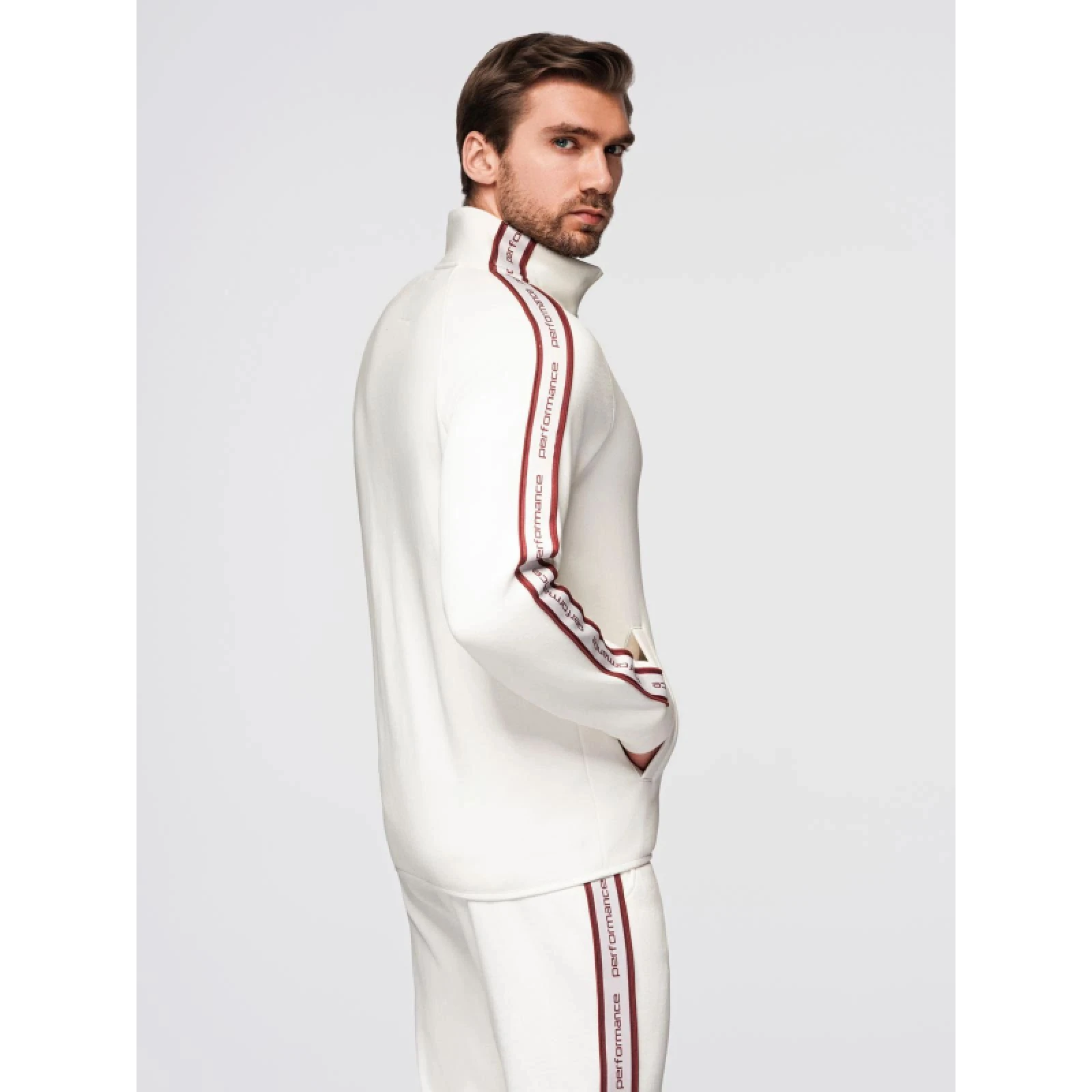 Pánská mikina se zipem OMBRE Sweatshirt OM-SSZP-0224 V-2 white · záber 4