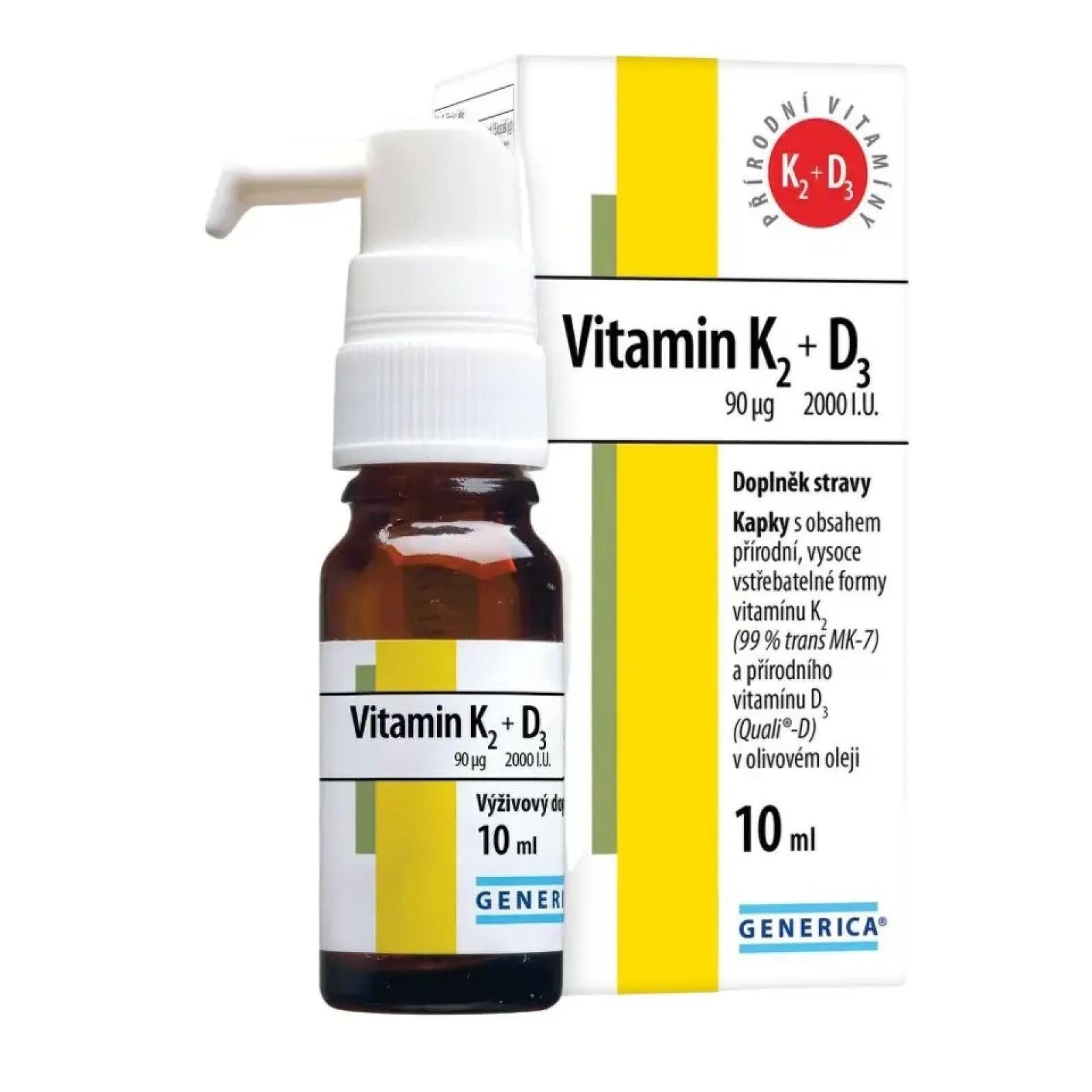 Generica Vitamin K2 90mcg + D3 2000 I.U.kapky 10ml · záber 1