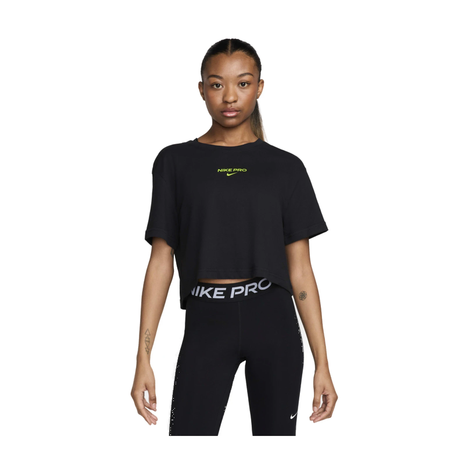 Dámské tréninkové tričko s krátkým rukávem NIKE PRO W NK DF SS CRP TEE-010 BLACK · záber 3