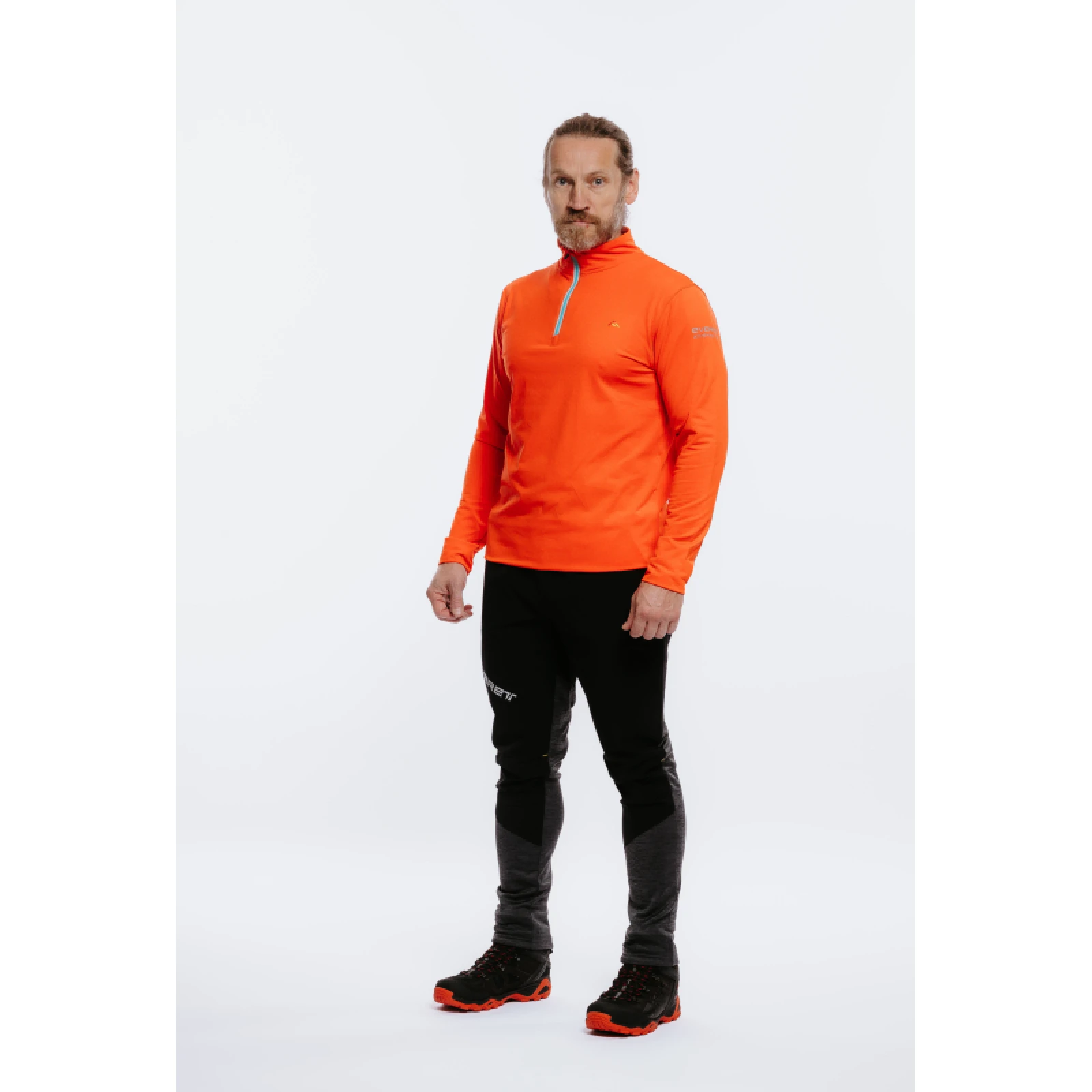 Pánské turistické tričko s dlouhým rukávem EVERETT TEECO ZIP red melange · záber 3