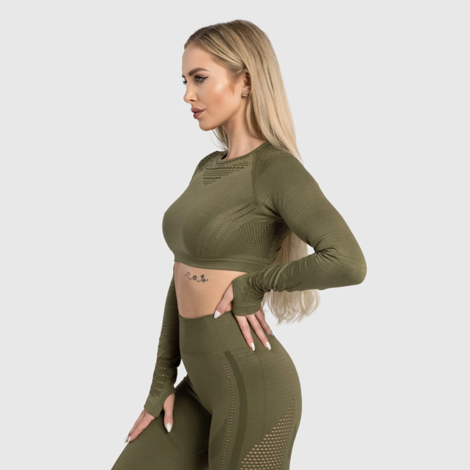 Bezešvý crop top Iron Aesthetics Rift, zelený · záber 5