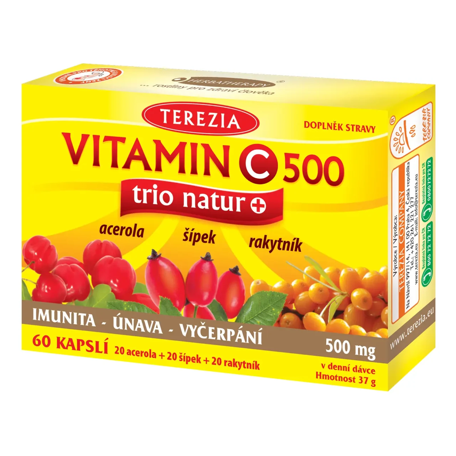 Terezia Vitamin C 500 mg Trio Natur 60 kapslí · záber 1