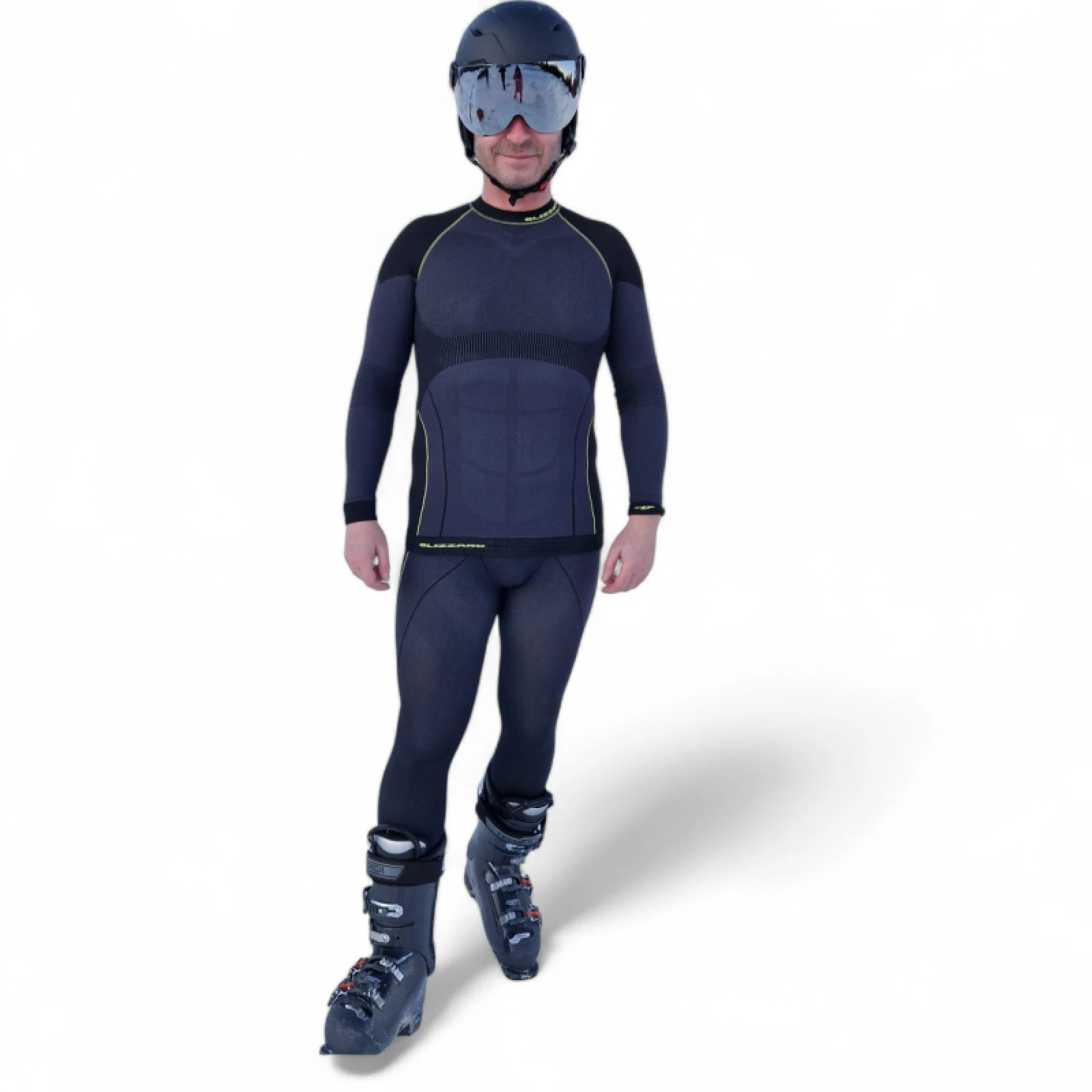 Pánské termo tričko s dlouhým rukávem BLIZZARD SHORT CUT-Mens long sleeve, anthracite neon yellow · záber 3