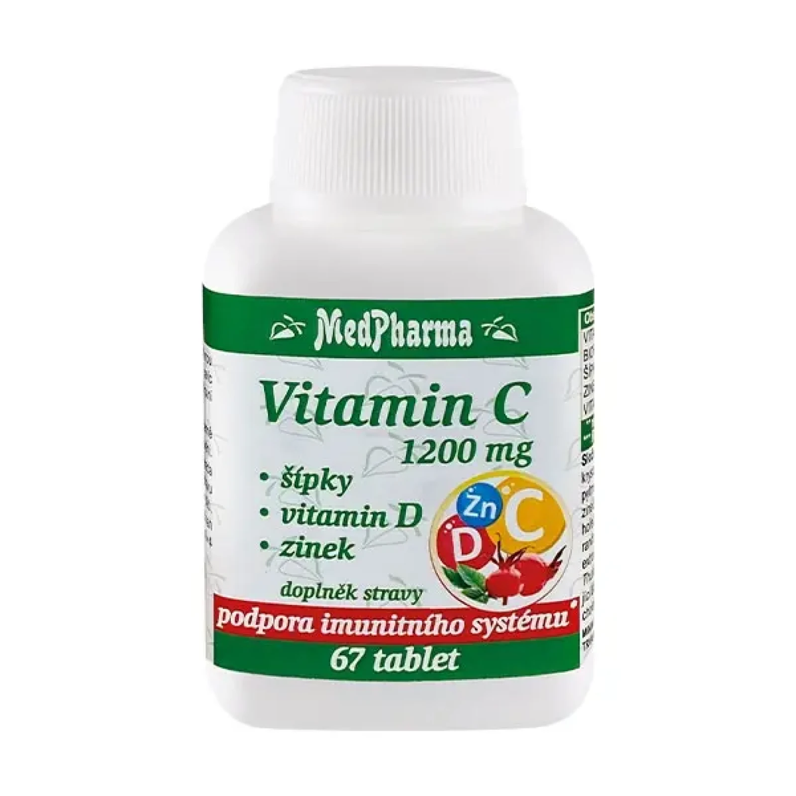 MedPharma Vitamin C 1200 mg s šípky, vitamin D, zinek, 67 tablet · záber 1