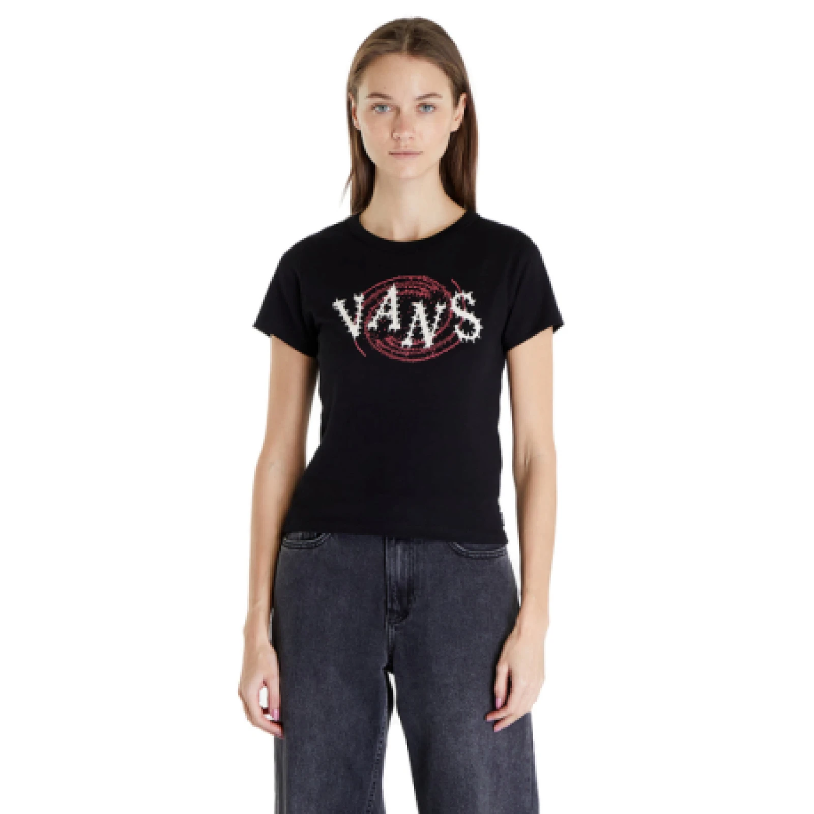 Dámské tričko s krátkým rukávem VANS SPIRAL DOWN MINI-Black · záber 1