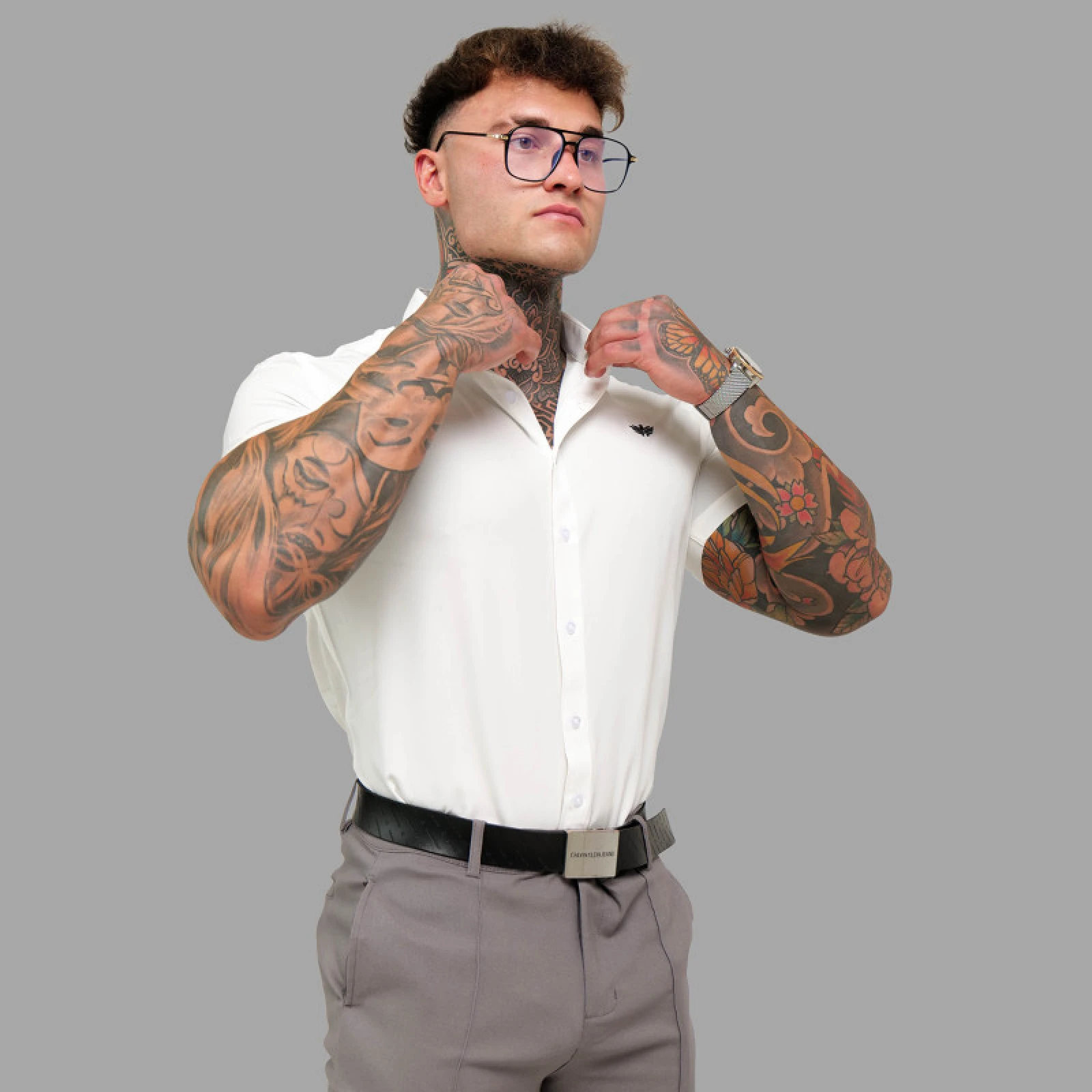 Strečová košile Iron Aesthetics Short Slim Stretch, natural · záber 2
