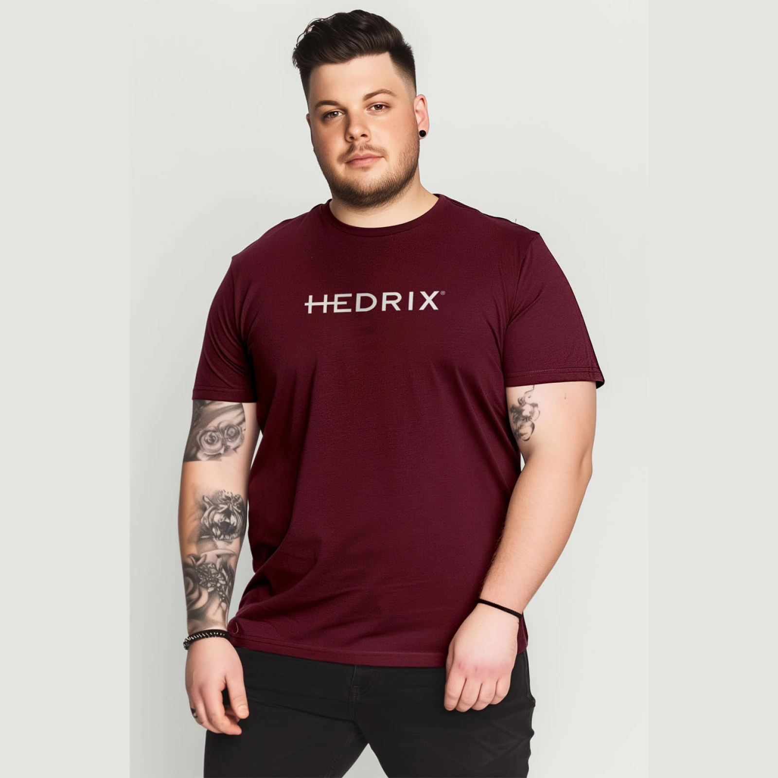 Tričko, Barva Bordó , s Potiskem Hedrix Logo · záber 5