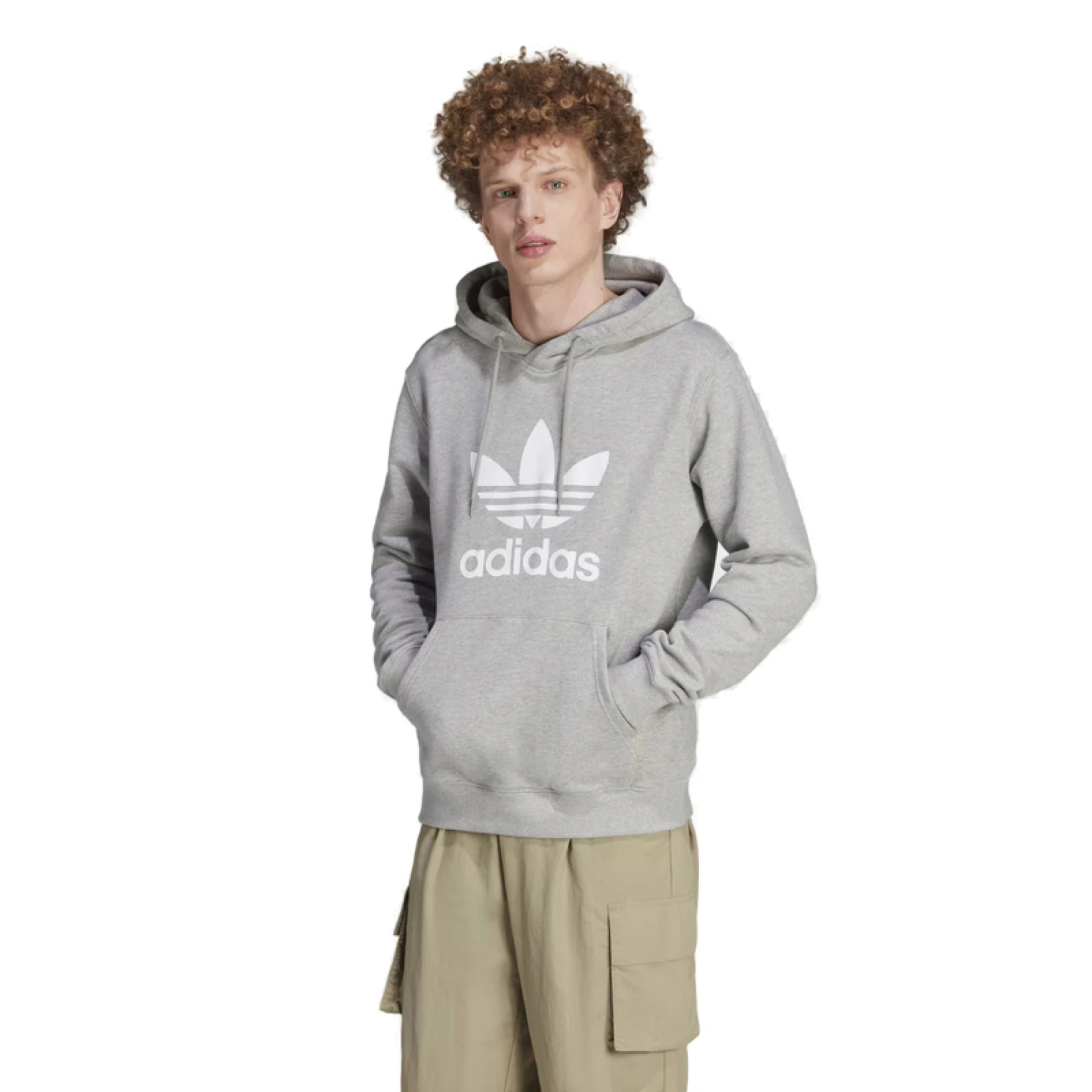 Pánská mikina s kapucí ADIDAS ORIGINALS TREFOIL HOODY-IM4490-medium grey heather · záber 3