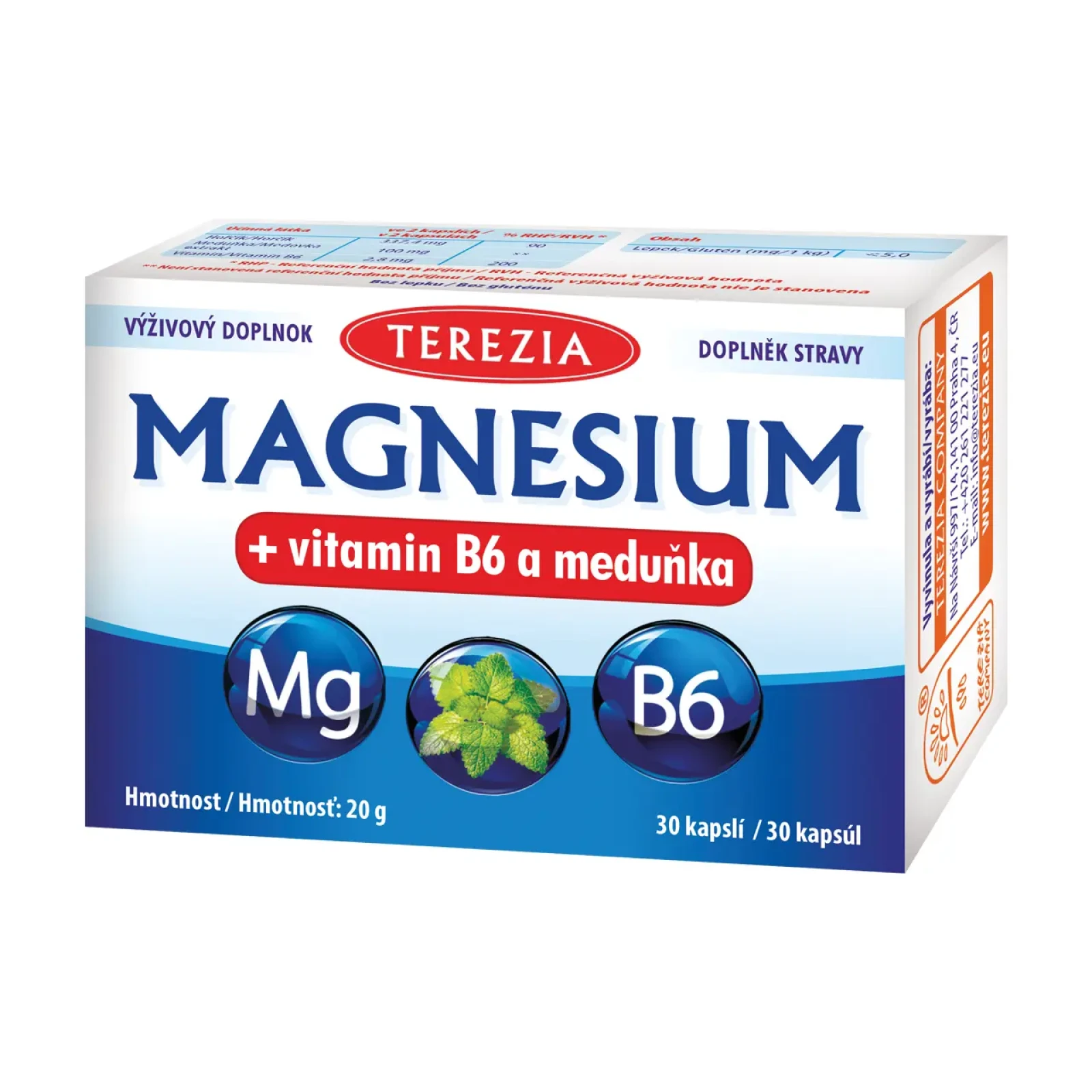 TEREZIA MAGNESIUM + vitamin B6 a meduňka cps.30 · záber 1