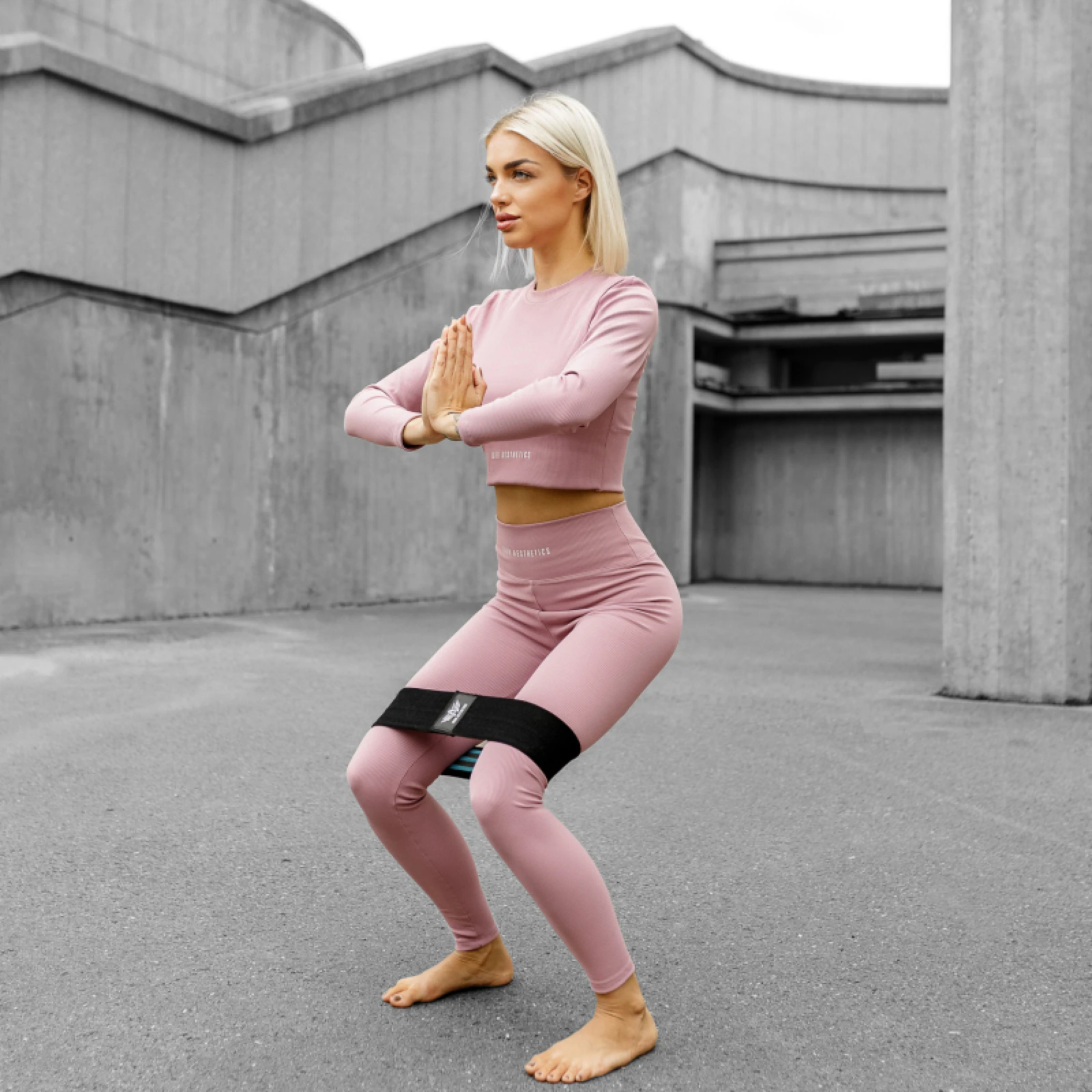 Dámské pásové legíny Iron Aesthetics Rib, dusty růžové · záber 3