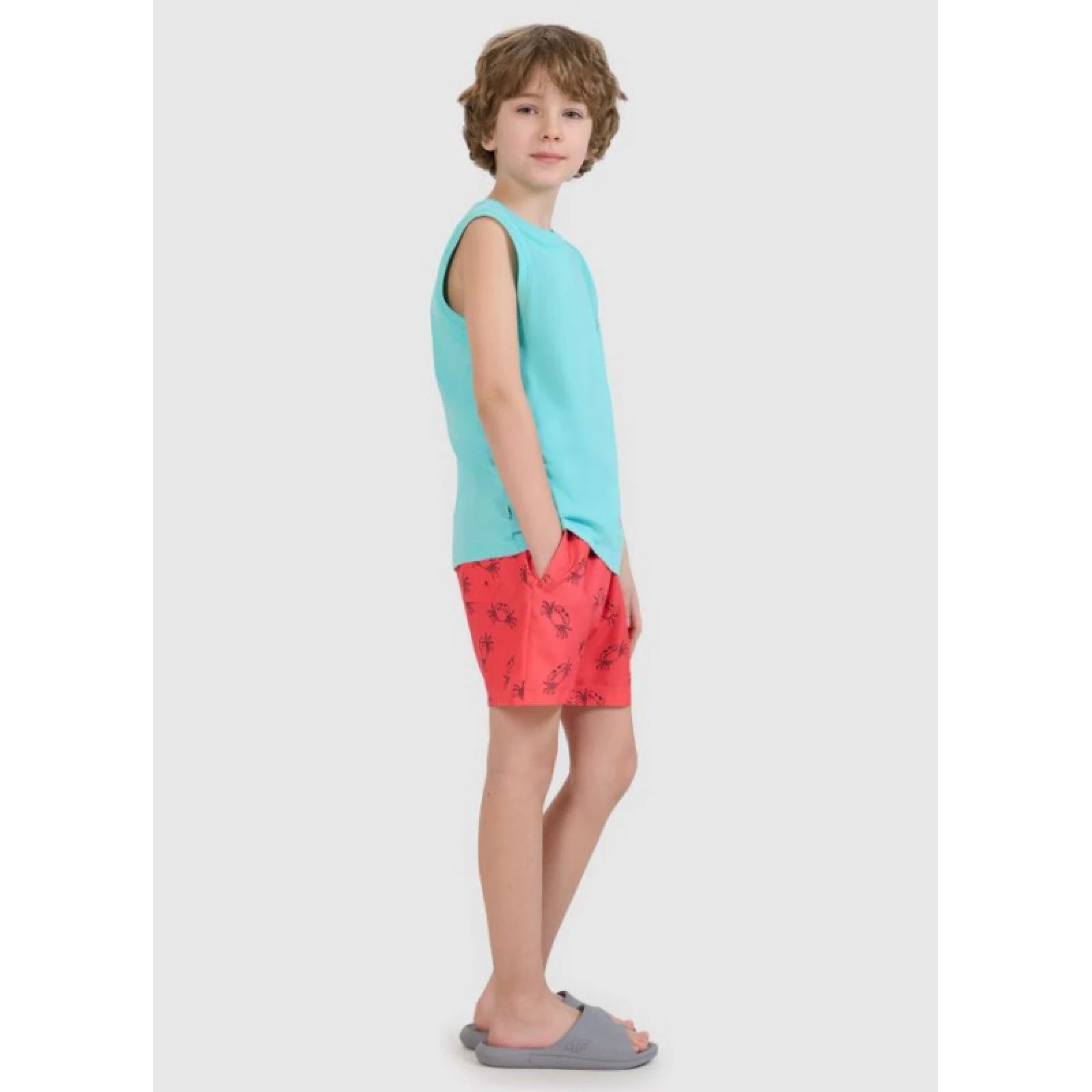 Chlapecké plavky 4F JUNIOR BOARD SHORTS M121-63A-CORAL ALLOVER · záber 3