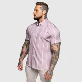Strečová košile Iron Aesthetics Short Stripe, světle fialová · záber 4