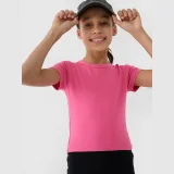 Dívčí hladké tričko slim crop top - růžové · záber 2