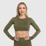 Bezešvý crop top Iron Aesthetics Rift, zelený · záber 3