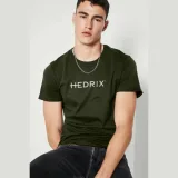 Tričko, Barva Khaki, s Potiskem Hedrix Logo · záber 2