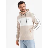 Pánská mikina s kapucí OMBRE Sweatshirt OM-SSNZ-0225 V-2 beige · záber 3