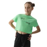 Dívčí tričko s krátkým rukávem 4F JUNIOR TSHIRT-4FJWSS24TTSHF1144-42N-LIGHT GREEN NEON · záber 1