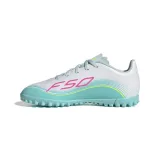 Chlapecké fotbalové kopačky turfy ADIDAS F50 Messi Club Jr TF cloud white lucid pink flash aqua - Barva: biela · záber 2