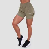 GymBeam Dámské běžecké šortky 2in1 Pulse Vetiver - Velikost: L | Barva: zelená | Pohlavie: Dámské | Hmotnost: 0,17 kg | Balení: 65 · záber 5