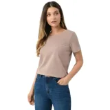Dámské tričko s krátkým rukávem VOLCANO T-PARSLEY-BEIGE · záber 1