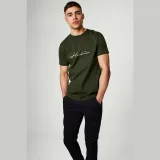 Tričko, Barva Khaki, s Potiskem Hedrix Calligraphy · záber 3