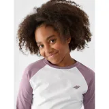 Dívčí tričko s dlouhým rukávem 4F JUNIOR LONGSLEEVE-JWAW24TLONF291-51S-VIOLET · záber 2