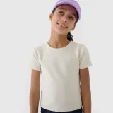 Dívčí hladké tričko slim crop top - béžové · záber 2