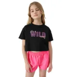 Dívčí tričko s krátkým rukávem 4F JUNIOR TSHIRT-JWSS24TTSHF1144-20S-DEEP BLACK · záber 1