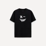 Oversized Tričko, Barva Bílá, s Potiskem Angry Smiley · záber 1
