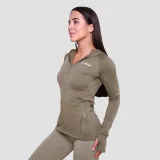 GymBeam Women‘s Pulse 1/2 Zip Running Sweatshirt Vetiver - Velikost: M | Barva: zelená | Pohlavie: Dámské | Hmotnost: 0,25 kg | Balení: 45 · záber 3