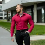 Strečová košile Iron Aesthetics Slim Stretch, bordová · záber 5