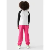 Dívčí tepláky 4F JUNIOR TROUSERS-JWAW24TTROF754-55S-HOT PINK · záber 3